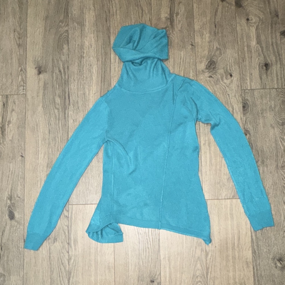 New York & Company Womens XS Blue Solid Knit Turtleneck Pulloverโ Sweater